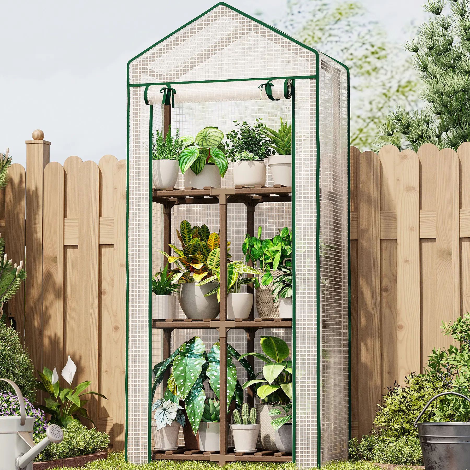 Bamworld Heavy Duty Mini Greenhouse - Outdoor 3-Tier Reusable Portable Warm House with PE Cover, Sturdy Eucalyptus Frame, Compact Garden Rack for Winter Plant Protection, Garden Accessory, Heavy Duty Greenhouse, Mini Greenhouse Greenhouses
