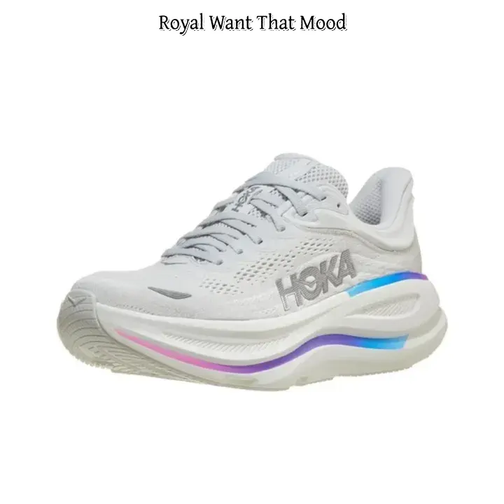 Premium White Performance Running Trainers, Stretchable Breathable Mesh Construction, Sculpted Curved Cushioning System, Vibrant Multicolor Gradient Tonal Details, Non-Slip Grippy Outsole, Versatile Footwear for Gym Workouts & Street Style
