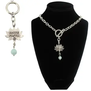 Have Faith Lotus Choker Necklace - Statement Jewelry with Elegant Design and Comfortable Fit Stackable Clavicle Chain Brass Gold Plated Modern Versatile Accessories