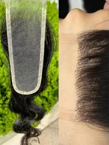 2x6 real HD Lace Closure wigs Swiss Skinlike Front 0.10mm Lace with Invisible Knots, Body Wave Raw Human Hair Naturel Black (12 Inch, Body Wave)