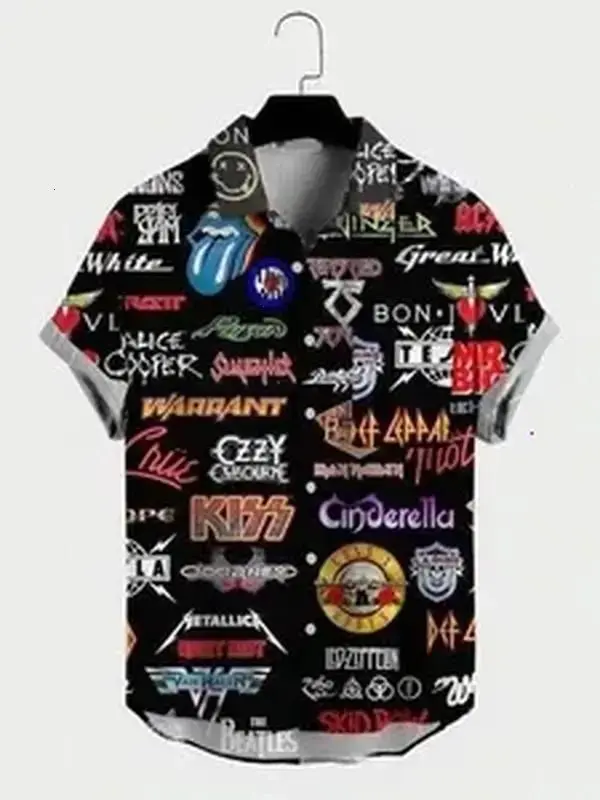 80s Rock Band Hawaiian Shirt, retro throwback music shirt, vintage
