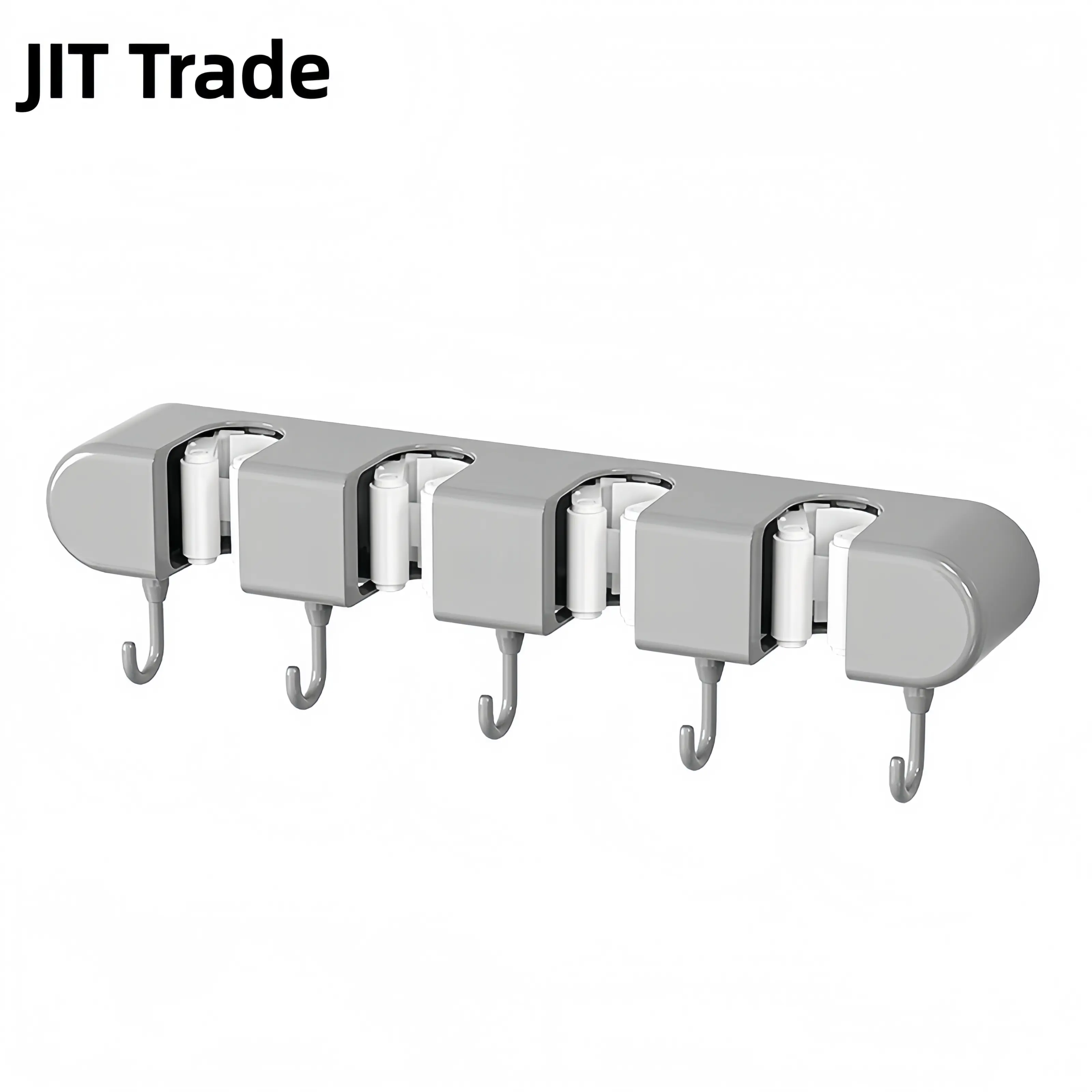 Multifunctional Mop Holder with Hook, Broom Mop Holder with 4 Racks 5 Hooks, Heavy Duty Mop Holder, Self Adhesive Mop Holder Wall Mounted, Broom Holder Wall Mount for Kitchen, Bathroom, Closet