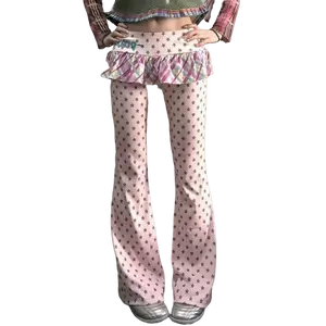 TOP New SPRING Autumn Star Polka Dot Y2K Pants for Women INS Sweet Fashion Skirt Splice Long Trousers