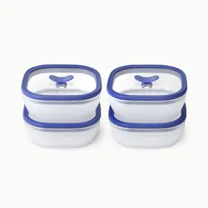 Anyday 8-Piece Glass Food Storage Set - Frosted Glass Containers with Silicone Lids - Microwave & Oven Safe - 2 Cup Round & 2.5 Cup Square Dishes - Nontoxic Food Storage