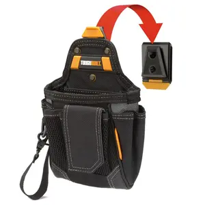 212 MAIN Toughbuilt 2021879 Medium Tool Bag Organizer, 12.25x7.5x3.5 in. Polyester Warehouse Pouch with 9 Tool Pockets, Multiple Pockets, Black-Gray