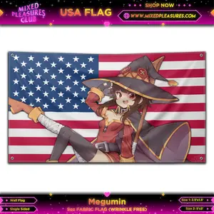 Megumin Konosuba USA Fabric Anime Wall Flag Made in the USA Decorating Print