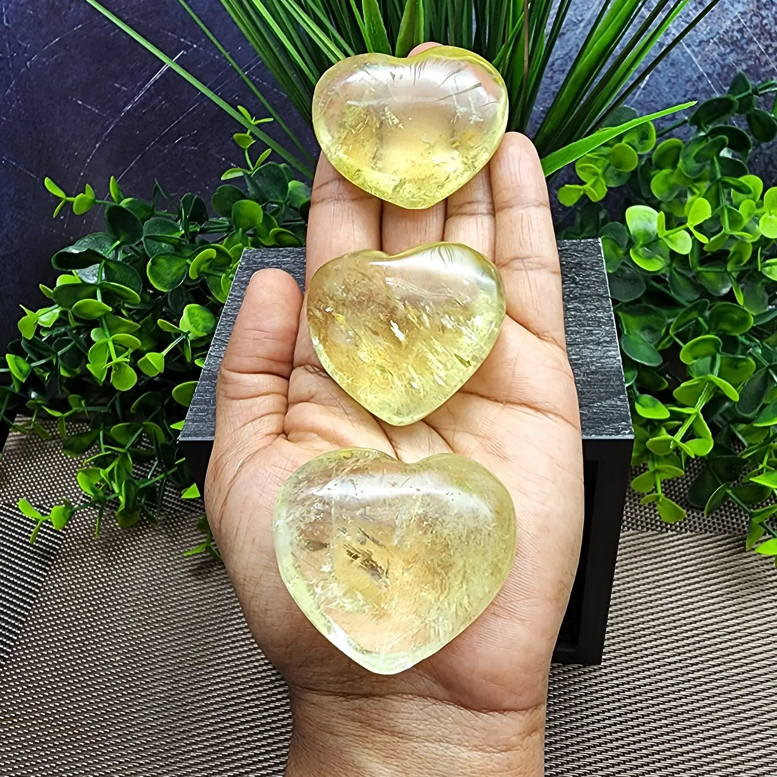 Natural Citrine Heart Carving