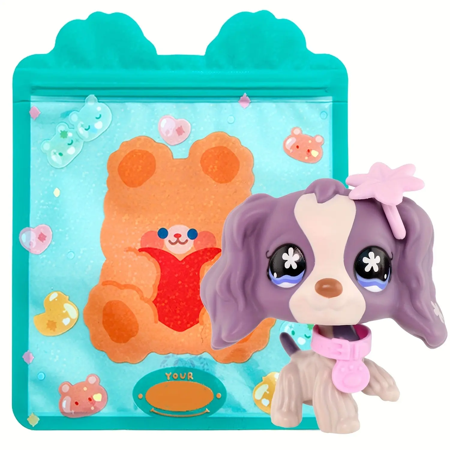 Lps Cocker Spaniel Collectible Doll, Blue Snowflake, Mini Pet Shop Rare Figure, Birthday Christmas Halloween Gift, with Accessories, Cute Doll