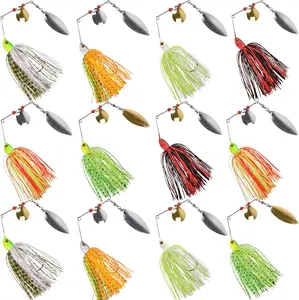 Fishing Lures Spinnerbait, Bass Fishing Lure Spinner Baits Kit Hard Metal Multicolor Buzzbait Spinnerbait Jigs for Bass Pike Trout Salmon