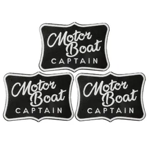 Captain Motorcycle Boat Letter Pattern Embroidery Clothing Patch #Summervibes, Vintage Black White Design Iron on