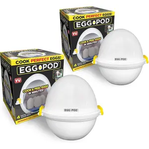 Egg pod by microwave hardboiled egg maker cooker boiler steamer 4 perfectlycooked hard boiled eggs in under 9 minutes dishwasher safe airtight and warp proof as seen on tv set of 2