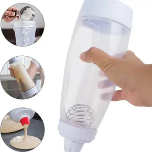 Pancake Batter Dispenser with Blender Ball, Manual Batter Mixer Shaker, Food-Safe Plastic Baking Tool, No Electricity Needed, Ideal for Pancakes, Waffles, Crepe, Cupcakes and Cakes