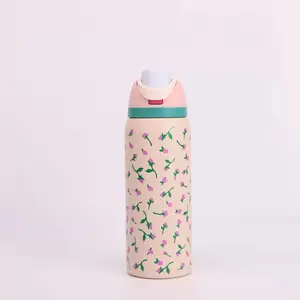 32oz Stainless Steel Vacuum Insulated Flask - Owala-Style Reusable Portable Kitchen Drinkware with Straw Lid, Cover, Pink Rose Bud Sports Bottle Stranger Things Mug