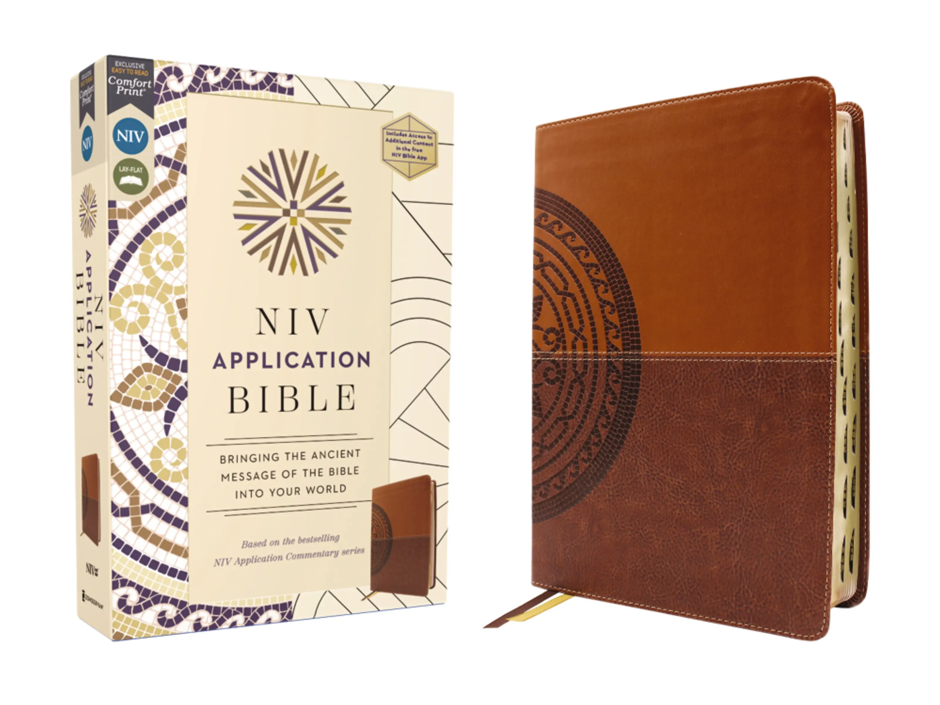 NIV Application Bible, Leathersoft, Brown, Red Letter, Thumb Indexed, Comfort Print: Bringing the Ancient Message of the Bible into Your World (NIV Application Commentary Resources) by Zondervan [Leatherbound Book]