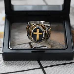 [2026]Stainless Steel Praying Hands Cross Ring for Men Husband Elegant Party Favor Gift Unique Design Symbolizing Faith & Devotion Religious Faithful