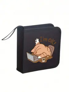 40PCS Portable CD DVD Storage Bag, leather wallet-style disc organizer with handle. Large capacity hard plastic zipper case, protects discs perfectly. Ideal for car, home and travel use.