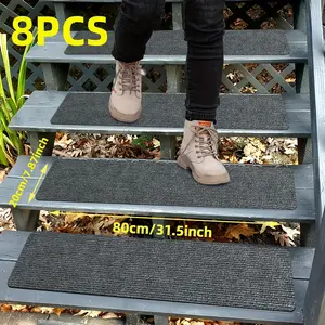 Non-Slip Colorful Stair Step Pads, High Friction 20x80cm Strips, Rubber Non-Slip, Outdoor Indoor Basement, Pet Friendly Home Decor
