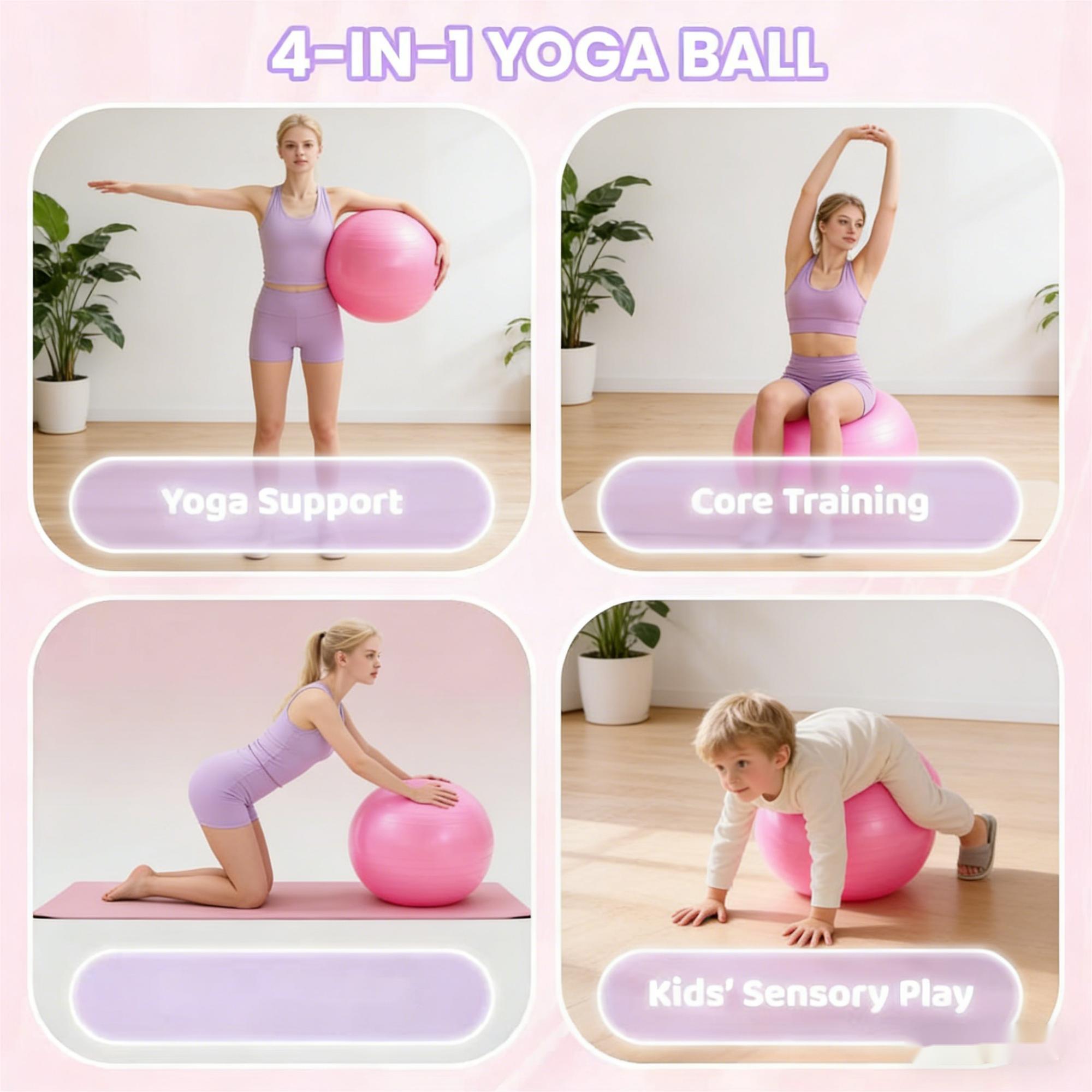 Anti-Burst Exercise Ball with Mini Pilates Ball, Thickened Yoga Ball for Home Workout, Core Training & Fitness