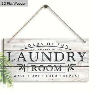 Wooden Letter Pattern Rustic Farmhouse Design Laundry Room Sign, Wash Dry Fold Repeat Wooden Sign, Hanging Tag Wall Art, Garden Fence Decor, Farmhouse Decoration, Home Decor, Signage