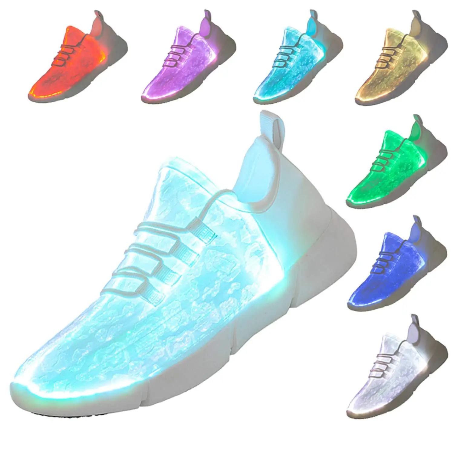 USB Glow Sneakers | Light Up Dance Shoes for Men/Women | Halloween Christmas Party Shoes with 3-Day Delivery White Girl Running Athletic Footwear Trai