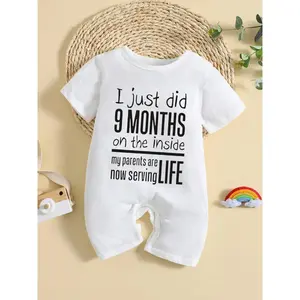(New)2026 Spring Summer New Round Neck Short Sleeve One-Piece Jumpsuit for Boys Girls Babies, Outdoor Wear for Newborn Infants