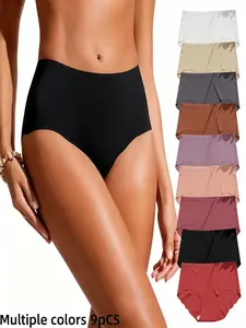 9pcs Women's High-Waisted Seamless Panties Underwear, Invisible Belly Control, Breathable Comfort, Soft Non-Irritating, Daily Wear