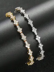 Gold and silver crystal tennis bracelet, Crystal bracelets, accessories for men and women, blending hip-hop style with sparkling cubic zirconia, featuring a design, making it a classic commemorative gift for birthdays, anniversaries, and special occasio