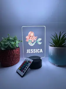 Mermaid, Scales, Fin, Tail, LED Night Light Birthday Gifts For Toddlers, kids, Baby, Newborn, Girl, Christmas Present, Baby Shower, Bedroom Decor, FREE Personalization, 16 Color Options light with remote included, Made in USA, Push Gift Nursery Decoration