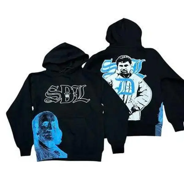 Men's S-DL Blue Black Hoodie, Streetwear Hip Hop Hoodie, Trendy For Outdoor Wear Daily Wear, Designer Clothing, Gift for him, Gift for her, Birthday's gift