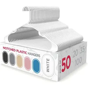 Plastic hangers 50 pack slim space saving heavy duty white