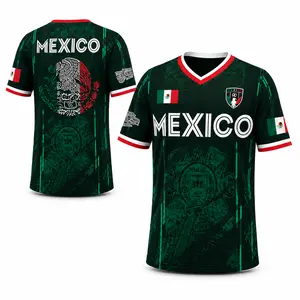 2026 Mexico Soccer Jersey,  Chichén Itzá Pyramid Graphic Retro Soccer Jersey, All over Print, Casual Style for All Seasons, Classic Throwback Jersey Sportswear Top