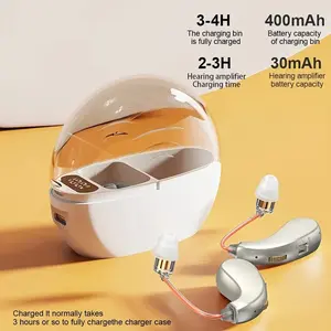 Adult Hearing Loss Invisible Amplifier, Magnetic Charging Box, 24+96 Hours Run Time, Noise Reduction, Natural Sound, USB Charge