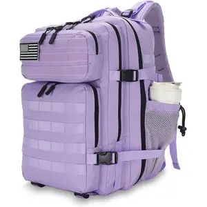 25L Purple Tactical Backpack for Women&Man - Molle Daypack for School & Gym