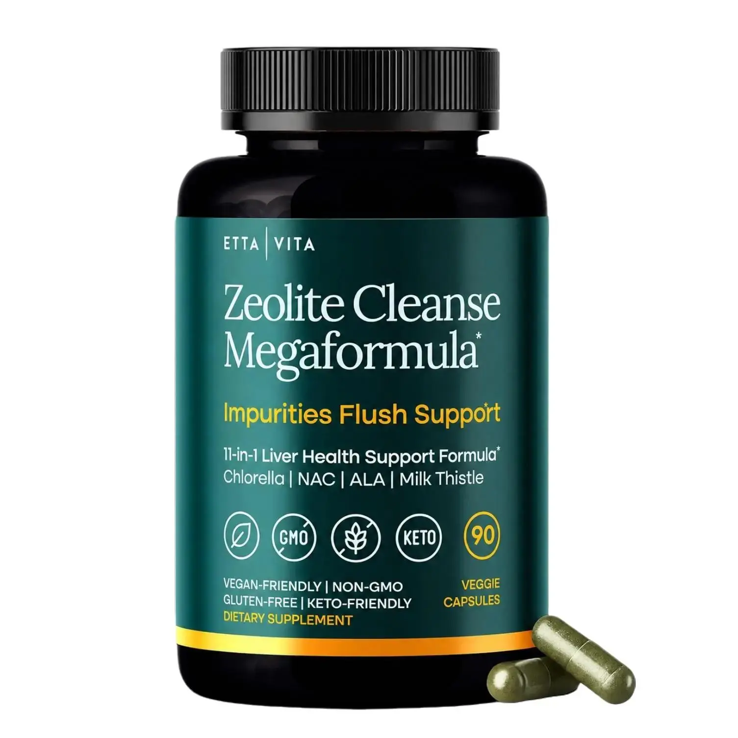 Etta Vita | Premium Liver & Gut Health Support Formula with Glutathione, NAC, Milk Thistle, Chlorella, Spirulina, ALA, Cilantro, Noni & Shilajit – Supports Energy & Overall Wellness