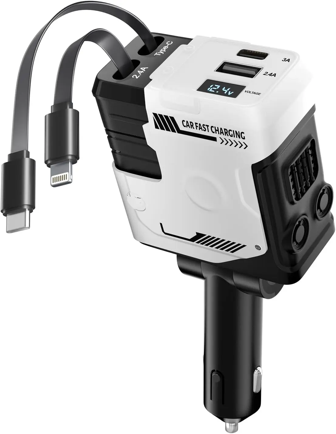 Retractable  Charger with Retractable Cables (31.5 inch), 4 in 1 Super Fast  Phone Charger, 2 USB Ports  Charger Adapter, Compatible with  15 14 13 12 11 Pro Max, iPad, Pixel