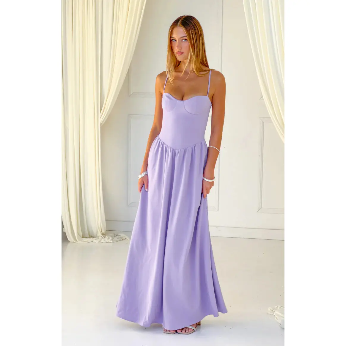 Almost Yours Lilac Crepe Maxi Dress