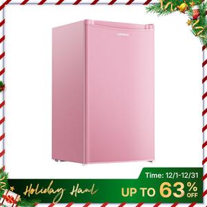 Upstreman mini fridge 3.2 Cu.Ft with Freezer Compact Single-Door Fridge for Dorm Office Bedroom BR321 Adjustable Temperature Thermostat Energy-Efficient Quiet Operation Pink