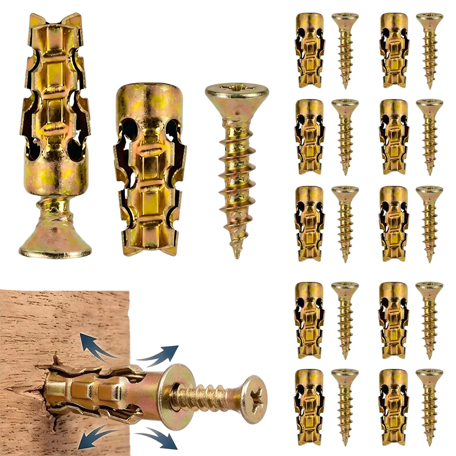 6×14mm Short Expansion Screw Set, Door Hinge Thread Repair Screws, Short Expansion Wall Anchors, Cabinet Hinge Repair Kit to Stop Sagging, 30/60 Sets Heavy-Duty Fasteners fathersdaygift, Threaded Screws