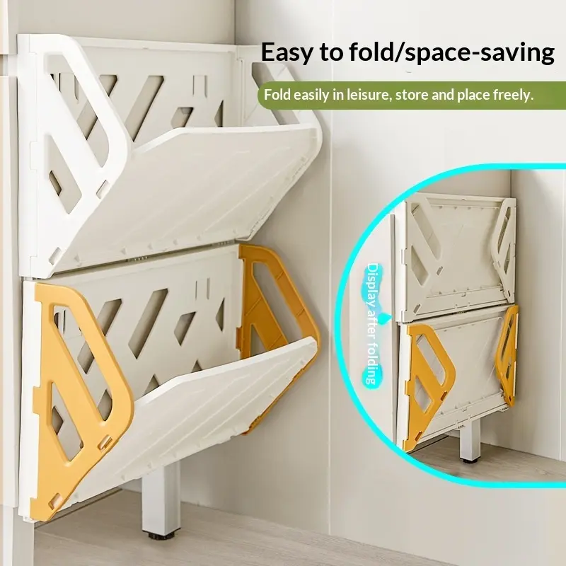 1PC Household Wall-Mounted Shoe Organizer Rack for Living Room No-Drill Installation Foldable Multifunctional Storage Shelf Space-Saving Design Sturdy Durable Easy to Install and Use Ideal for Entryway Hallway Bedroom Storing Shoes Slippers and Small Dail