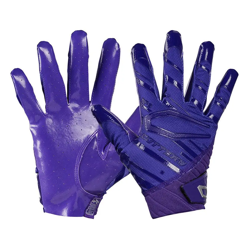 Cutters Rev Pro 6.0 Purple Football Receiver Gloves - Football Equipment, Anti-Slip Grippy Performance Sports Gloves, Enhanced Design, Air C-TACK Extreme Grip, Lightweight, Comfortable Fit, Self-Restoring Grip, Anti-Slip Sports Gloves