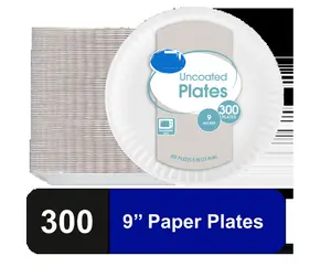 Uncoated 9-Inch Paper Plates, 300 Count Uncoated 9-Inch Paper Plates, 300 Count