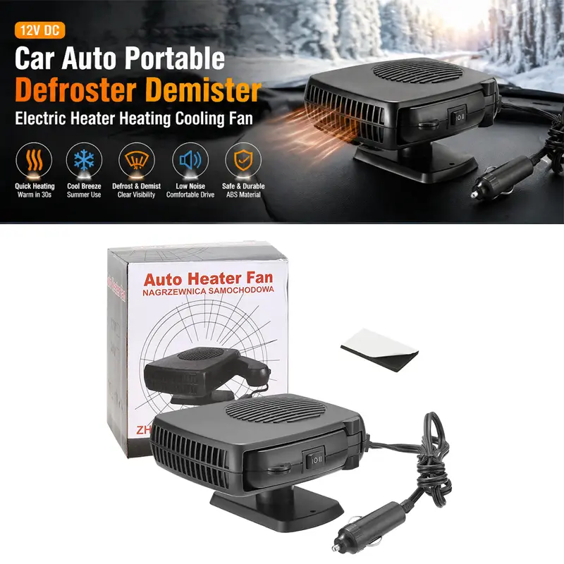12V DC Car Defroster & Demister – Portable Electric Heater Fan for Auto Windshield, Fast Heating & Cooling, Compact for Vehicles