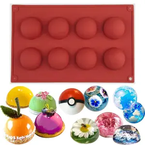 1pc Half Sphere Cake Mold - 8-Cavity Silicone Mold for Mini Cakes & Mousse