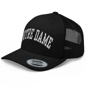 RIVEMUG BW Notre Dame Embroidered Curved Bill Trucker Hat Mid Crown Adjustable Snapback City Cap