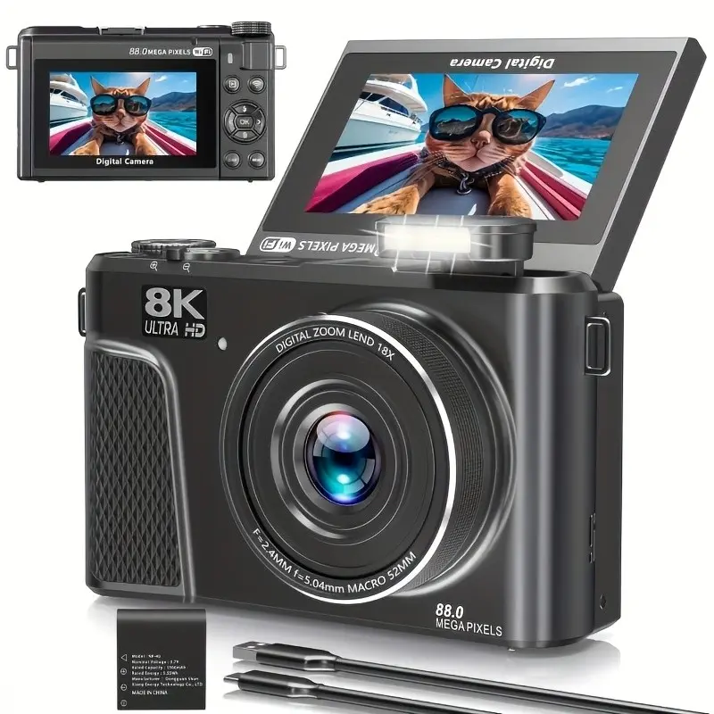 Photography novice, close your eyes and rush! VETXI 8K Uhd Beginner Digital Camera with 180 ° flip screen, 18X zoom autofocus, shooting videos/selfies with clarity to scream ✨