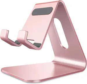 Cell Phone Stand, Cradle, Holder, Aluminum Desktop Stand Compatible with Switch, All Smart Phone, iPhone 15 14 13 12 Pro Max Plus Mini Xr X Se 8 SE -Rose Gold