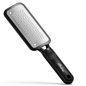 BALUCA Professional Foot File & Callus Remover - Stainless Steel Foot Rasp & Metal Feet Scrubber, Pedicure Tool for Hard Skin & Dead Skin Removal, Cracked Heel Repair for Baby Soft Feet (Black)