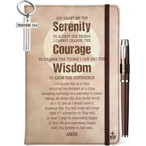 Serenity Prayer Gifts Leather Journal 200 Pages Engraved Notebook A5 Lined with Pen and , Sobriety  for Men Women, Addiction   NA Gifts, Clean And Sober Encouragement Gifts