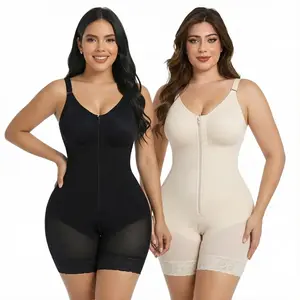 Women's High Compression Fajas Colombianas, Hourglass Figure Full Body Shaper Postpartum Slimming Shapewear, Tummy Control Butt Lifter with Zipper Crotch & Detachable Adjustable Shoulder Straps