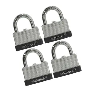 212 MAIN Keyed Alike Stamped Key 1.5 in. Chrome Plated Anti-Jamming Steel Body Laminated Steel Warded Padlock - Pack of 4, for Indoor/Outdoor Motorcycle & Automotive Locks & Security